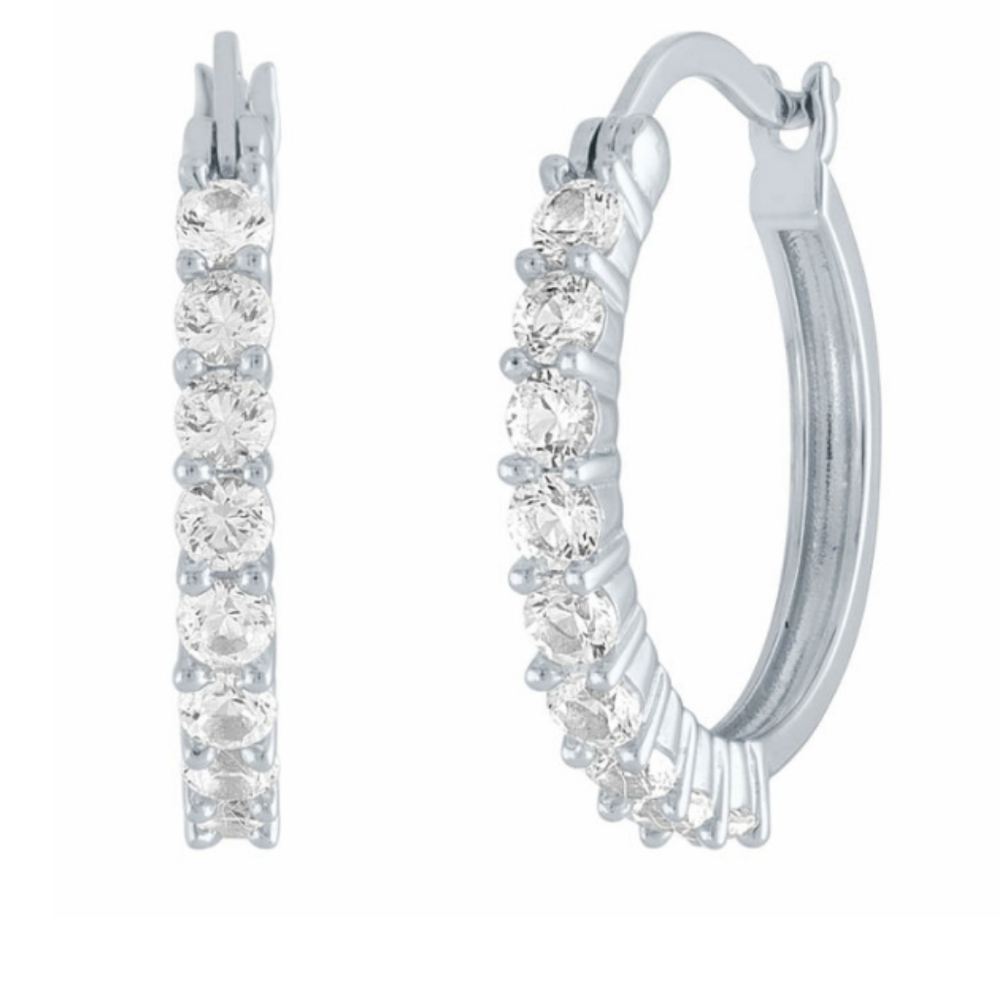 New White Sapphire Hoop Earrings